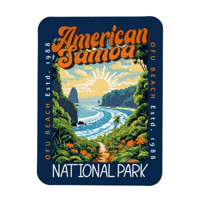 American Samoa National Park Retro Distressed Magnet (Vertical)