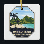 American Samoa National Park Retro Emblem Ceramic Ornament<br><div class="desc">American Samoa vector artwork design. The park was established in 1988 and is a tropical preserve of rain forest and coral reef in the south-central Pacific Ocean islands of the U.S. territory of American Samoa.</div>