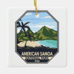 American Samoa National Park Retro Emblem Ceramic Ornament<br><div class="desc">American Samoa vector artwork design. The park was established in 1988 and is a tropical preserve of rain forest and coral reef in the south-central Pacific Ocean islands of the U.S. territory of American Samoa.</div>