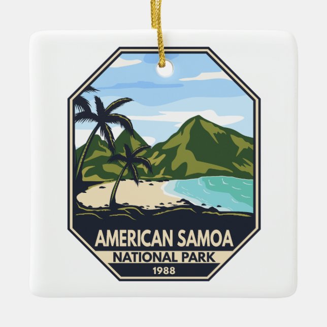 American Samoa National Park Retro Emblem Ceramic Ornament (Front)