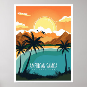 American Samoa National Park Travel Illustration Poster