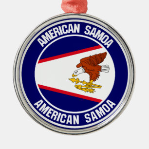 American Samoa Round Emblem Metal Tree Decoration