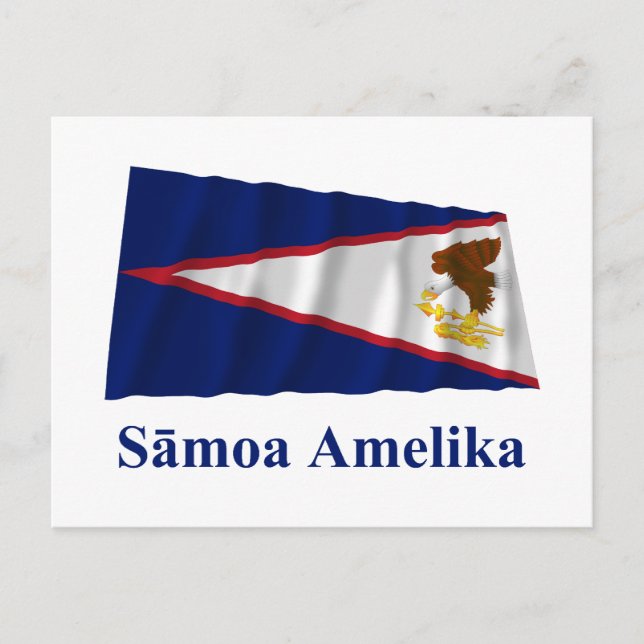American Samoa Waving Flag with Name in Samoan Postcard (Front)