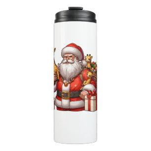 American Santa Claus Holding Giraffe Present Xmas  Thermal Tumbler