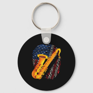 American Saxophone Player Saxophonist Jazz Band Me Key Ring