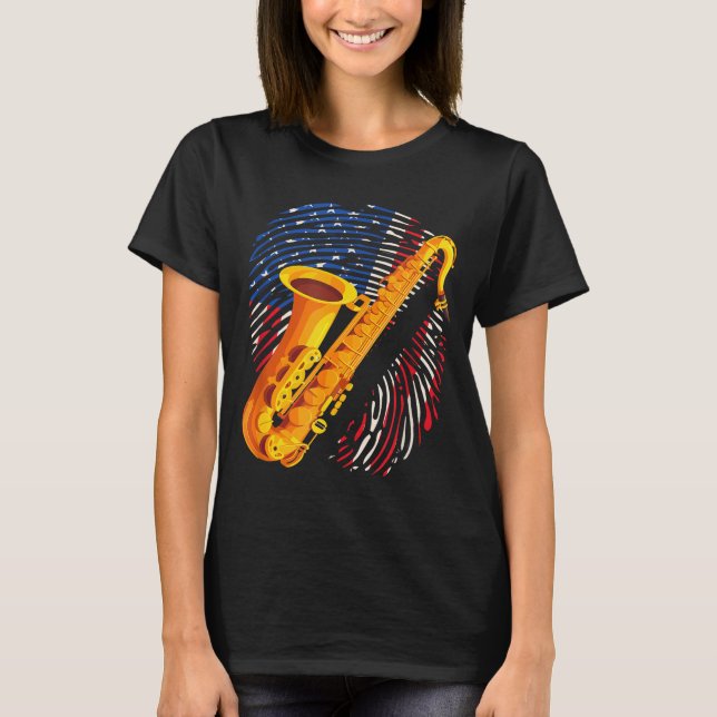 American Saxophone Player Saxophonist Jazz Band Me T-Shirt (Front)