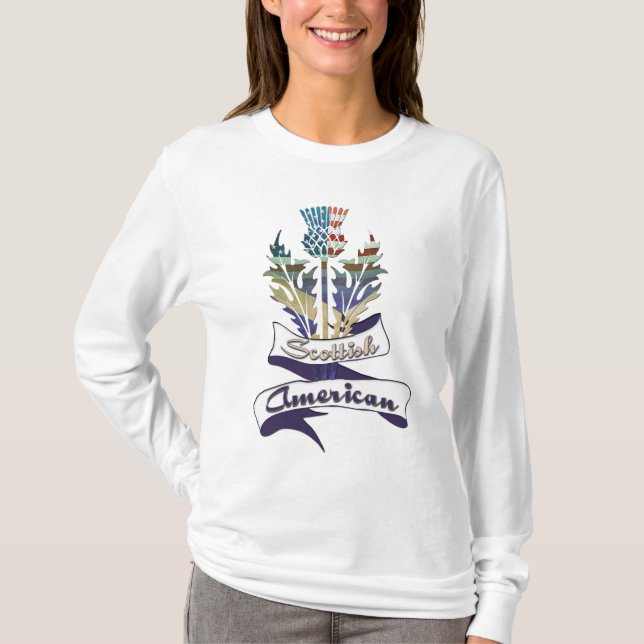 American Scottish Thistle Flags Women's T-Shirts (Front)