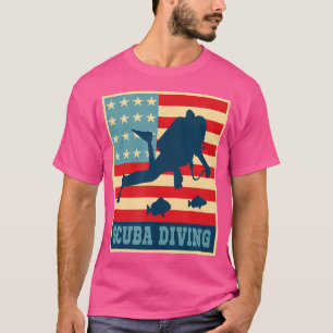American Scuba Diving Usa Flag Scuba Diver T-Shirt