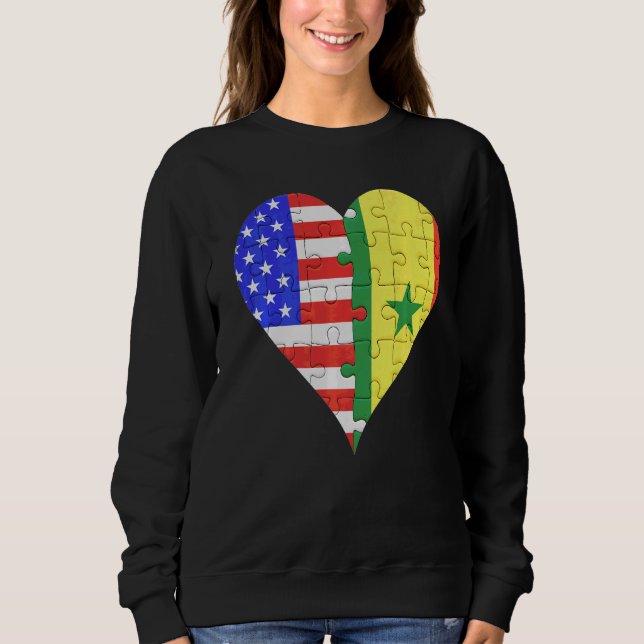 American Senegalese Flag Heart Sweatshirt (Front)