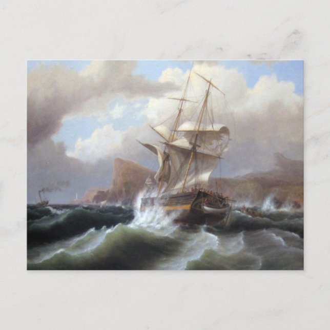 American Ship in Distress 1841 Postcard (Front)