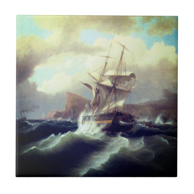 American Ship in Distress 1841 Tile (Front)