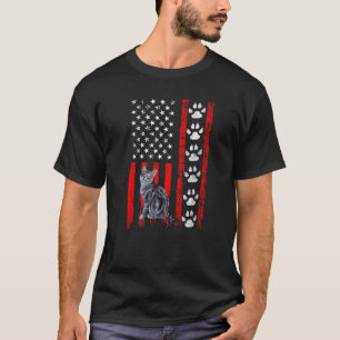 American Shorthair Cat 4th Of July Patriotic Ameri T-Shirt