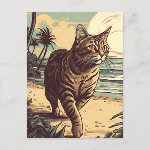 American Shorthair Cat at a tropical beach Postcard