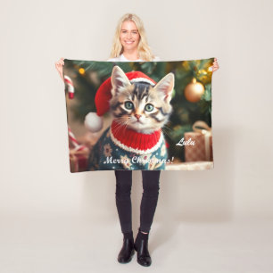 American Shorthair Cat Christmas Personalised Fleece Blanket