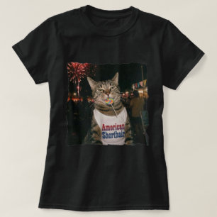 American Shorthair Cat Fireworks Lollipop T-Shirt