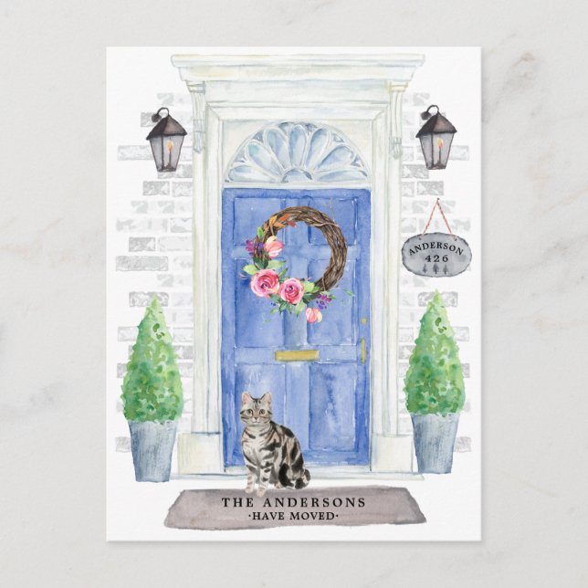 American Shorthair Cat Moving Announcement Postcard (Front)