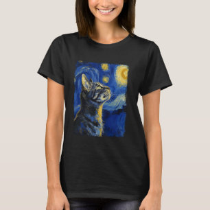American Shorthair Cat Starry Night Painting T-Shirt
