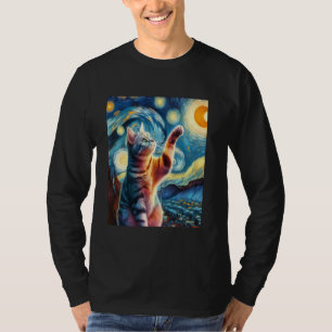 American Shorthair Cat Starry Night Painting T-Shirt