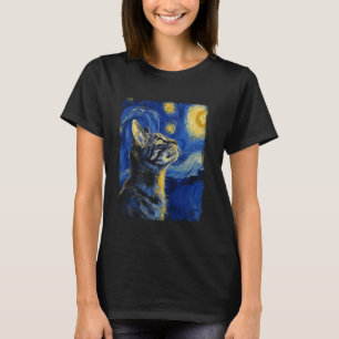 American Shorthair Cat Starry Night Painting T-Shirt