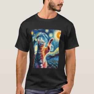 American Shorthair Cat Starry Night Painting T-Shirt