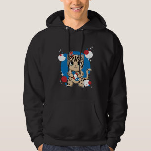 American Shorthair Cat With Football 4th Of July Hoodie