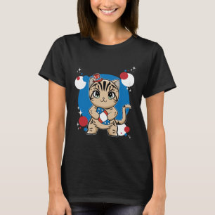 American Shorthair Cat With Football 4th Of July T-Shirt