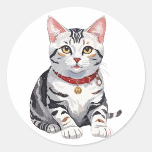 American Shorthair Happy Classic Round Sticker