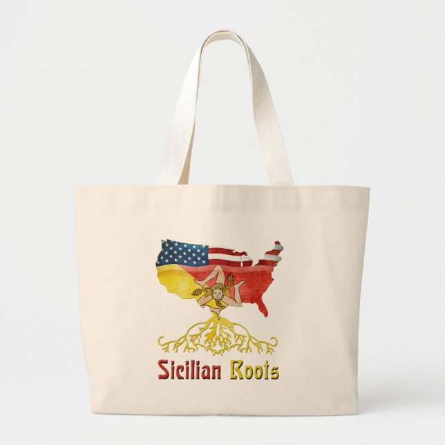 American Sicilian Roots Large Tote Bag (Front)