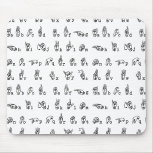American Sign Language Alphabet in Black and White Mouse Pad