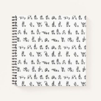 American Sign Language Alphabet in Black and White Notebook