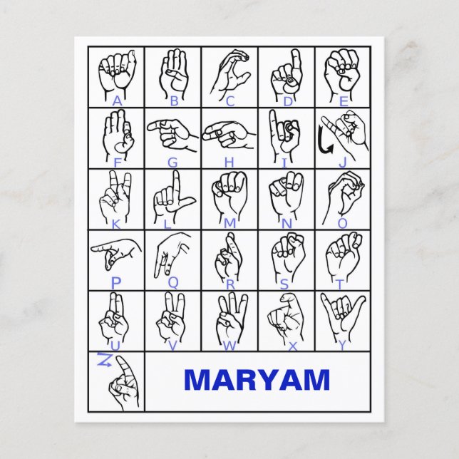 American Sign Language Alphabet, Learn Mute ASL Flyer (Front)