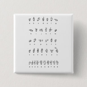 American Sign Language (ASL) 15 Cm Square Badge