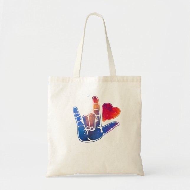 American Sign Language ASL I love you in sign lang Tote Bag (Front)