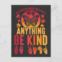 American Sign Language Be Kind Puzzle Butterfly
