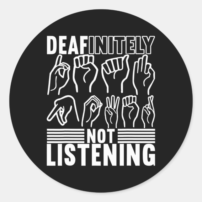 American Sign Language Deaf Awareness 1  Classic Round Sticker (Front)
