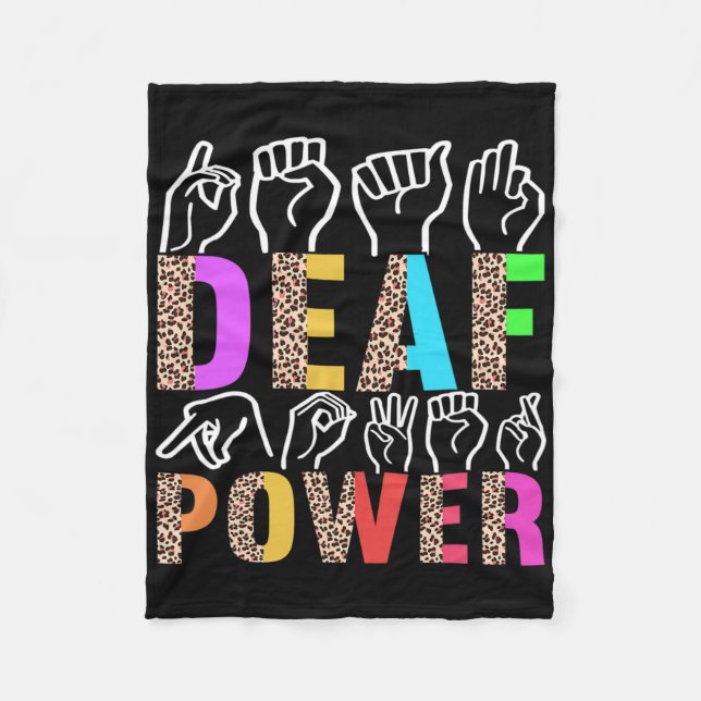 American Sign Language Deaf Awareness 3  Fleece Blanket (Front)