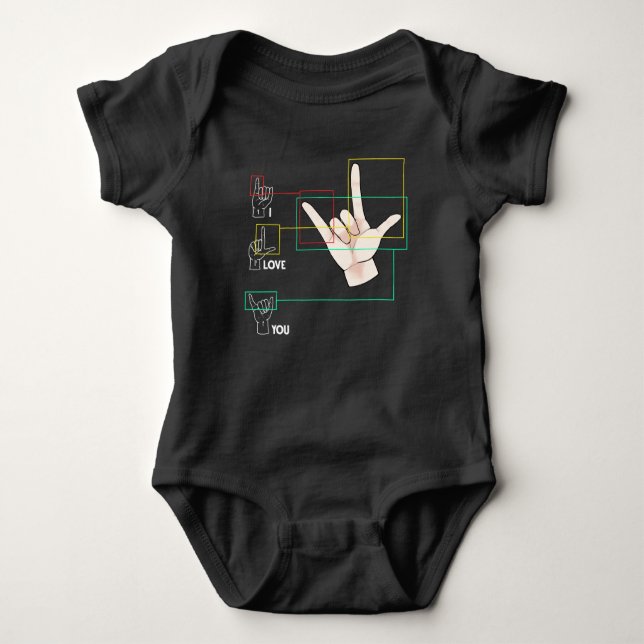 American Sign Language Hand Sign ASL I Love You Baby Bodysuit (Front)