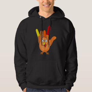 American Sign Language I Love You Thanksgiving Tur Hoodie