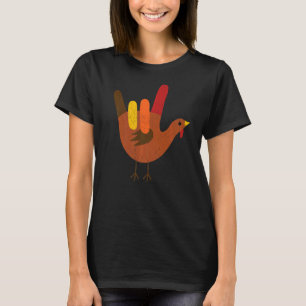 American Sign Language I Love You Thanksgiving Tur T-Shirt