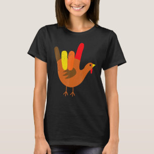 American Sign Language I Love You Thanksgiving Tur T-Shirt