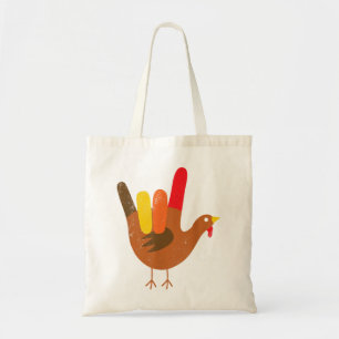 American Sign Language I Love You Thanksgiving Tur Tote Bag