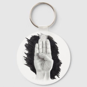 AMERICAN SIGN LANGUAGE LETTER "B" KEY RING