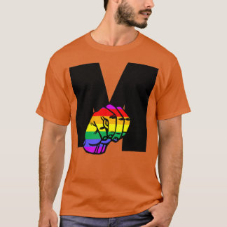 American sign language Letter M in rainbow colours T-Shirt