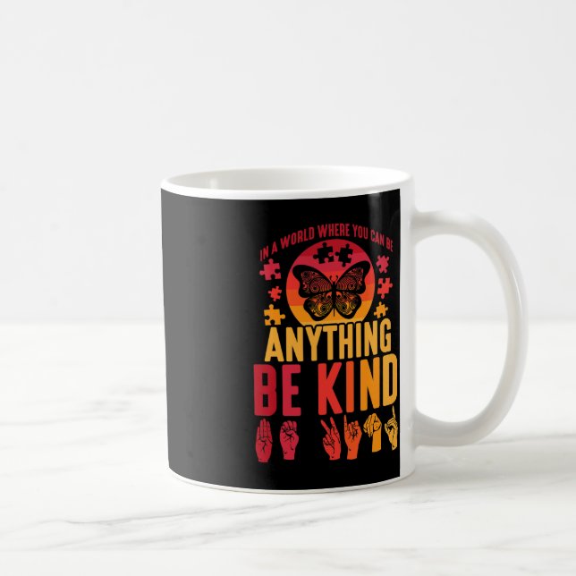 American Sign Language Puzzle Deaf Butterfly  Coffee Mug (Right)