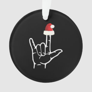 American Sign Language With Santa Hat Christmas Ornament