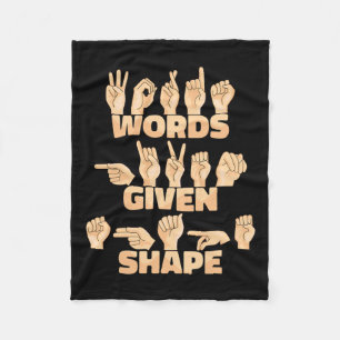 American Sign Language Words Given Shape  Fleece Blanket