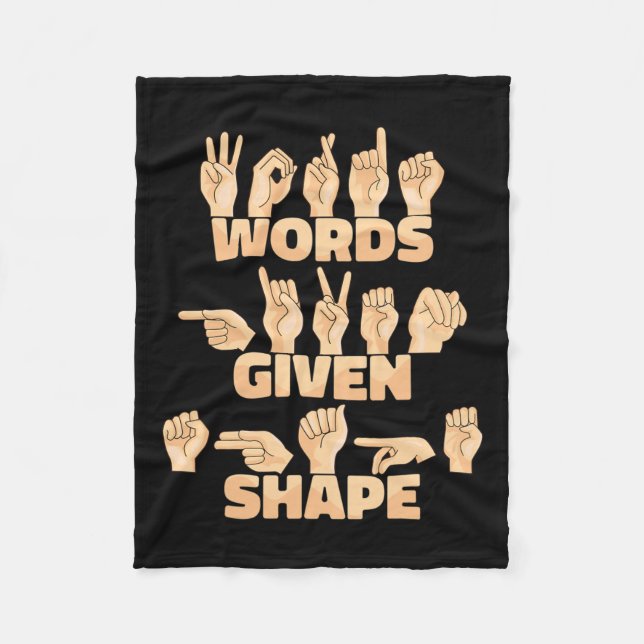 American Sign Language Words Given Shape  Fleece Blanket (Front)