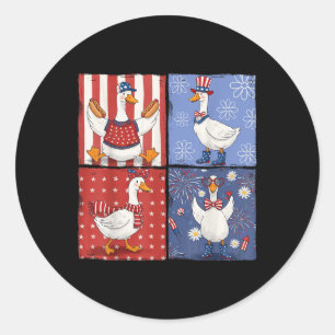 American Silly-goose 4th Of July Geese Girly Usa P Classic Round Sticker
