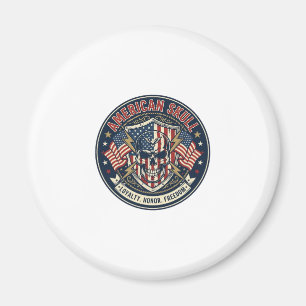 American Skull Patriotic Patriotic Skull Tough Gra Magnet
