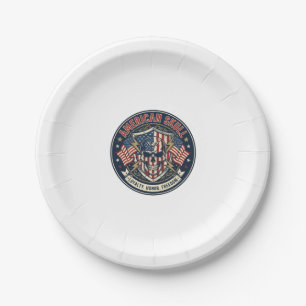 American Skull Patriotic Patriotic Skull Tough Gra Paper Plate